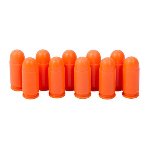 I SAF-T-TRAINERS Dummy Rounds 9mm Makarov sono realizzati in plastica colorata per evitare confusione con proiettili veri, ideali per allenamenti di azione immediata.