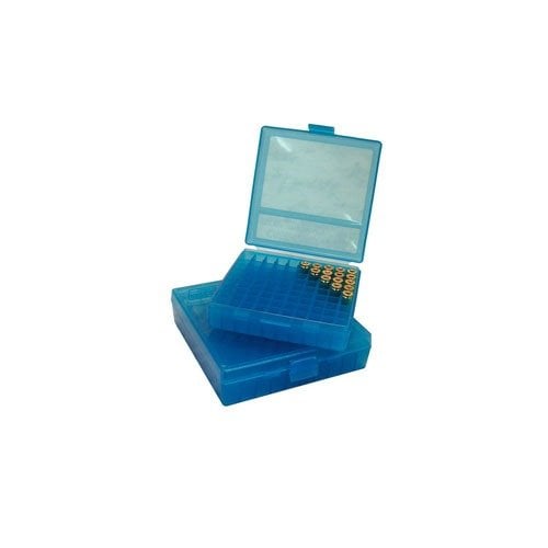 Le FLIP TOP PISTOL AMMO BOXES di MTM CASE-GARD sono perfette per trasportare munizioni, con superficie resistente, impilabili e con garanzia di 25 anni.