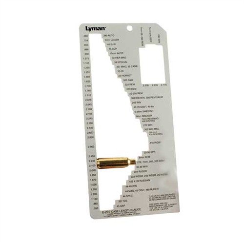 Misura facilmente la lunghezza di oltre 70 cartucce popolari con il Lyman E-ZEE Case Gauge II, preciso e robusto per un'identificazione rapida e accurata.