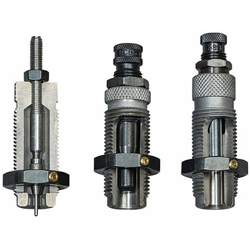 Il set di die RCBS Carbide Pistol 3-DIE elimina la lubrificazione delle cartucce, include die per espandere e crimpare, per una ricarica più facile e veloce.