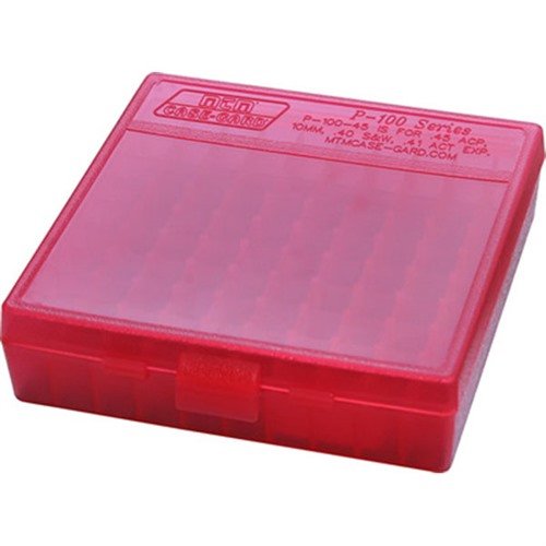 Le scatole per munizioni FLIP TOP PISTOL AMMO BOX di MTM CASE-GARD sono ideali per il trasporto di ricariche, resistenti e impilabili, con garanzia di 25 anni.