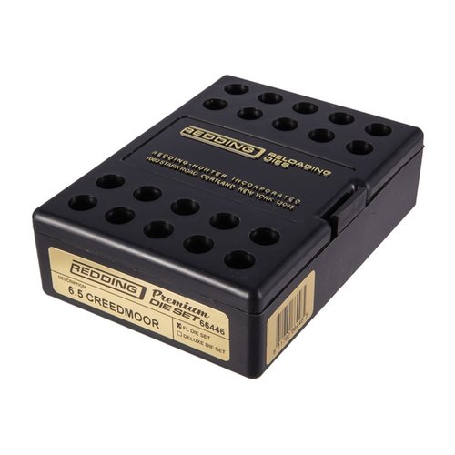 Il set di die Redding 6.5mm Creedmoor Premium include un die di dimensionamento a lunghezza completa e un die di caricamento con micrometro, per prestazioni di ricarica ottimali.