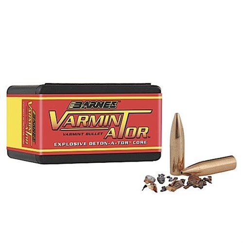 Le pallottole VARMIN-A-TOR 6MM/243 cal (0.243”) HP Flat Base offrono un design a punta cava che frammenta violentemente all'impatto, eliminando predatori e vermi.