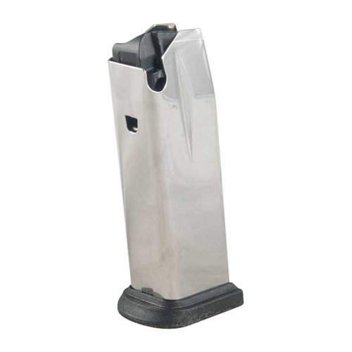 Caricatore XD Sub-Compact 9RD .40 S&W in acciaio inossidabile, progettato per un'alimentazione fluida e affidabile, con capacità di 9 colpi e base in polimero facilmente rimovibile.