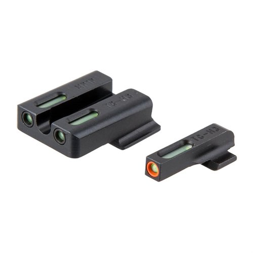 I mirini TFX Pro offrono illuminazione costante grazie al Tritium e ottiche in fibra, con protezione superiore contro oli e solventi, per un'acquisizione rapida del bersaglio.