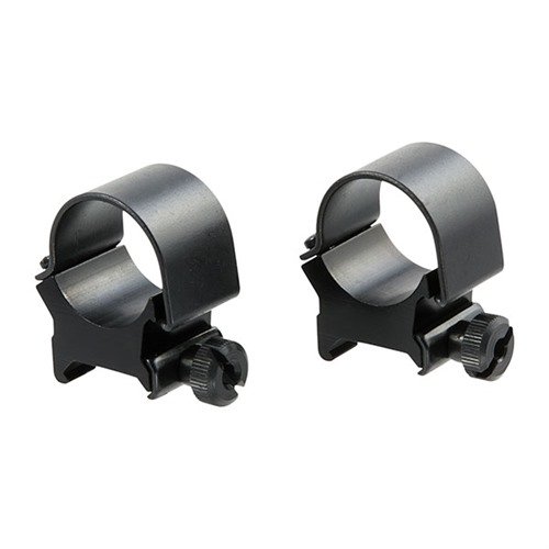 Anelli di montaggio TOP MOUNT, 1" alti, in finitura Matte Blue, realizzati in alluminio e acciaio, disponibili in diverse altezze per adattarsi a vari obiettivi.