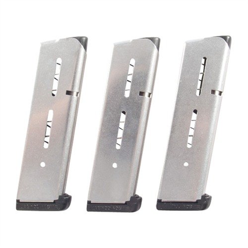 Il leggendario caricatore 47D di Wilson Combat offre 8 colpi .45 ACP per 1911 full size, in acciaio inox o nero con finitura fluoropolimerica.