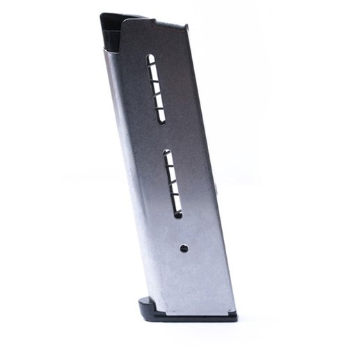 Il caricatore Wilson Combat® 1911 .45ACP è realizzato in acciaio inox di alta qualità, garantendo affidabilità e durata, con un design a basso profilo per una manutenzione semplice.