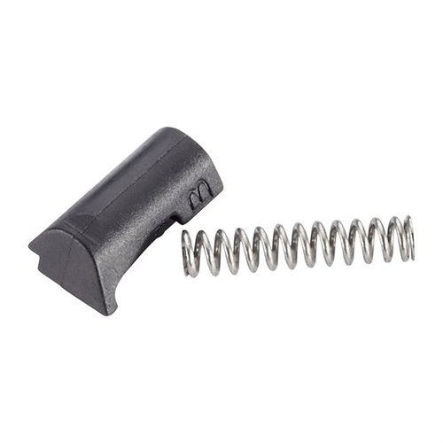 Kit di rilascio del caricatore WCP320 in polimero nero, compatibile con SIG P320, include un fermo originale e una molla migliorata Wilson Combat per prestazioni superiori.