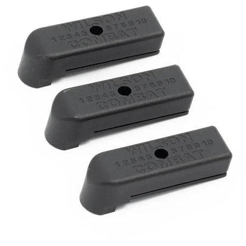 Il 1911 Magazine Base Pad di Wilson Combat protegge la base da danni e migliora il posizionamento. Realizzato in plastica dura nera, spesso 0,350" (8,9mm). Venduto in confezioni da 3.