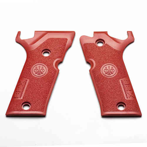 Le GUANCETTE POLIMERO 92X PERFORMANCE - ROSSO di BERETTA offrono un'ergonomia superiore e un design accattivante, garantendo comfort e controllo ottimali durante il tiro.